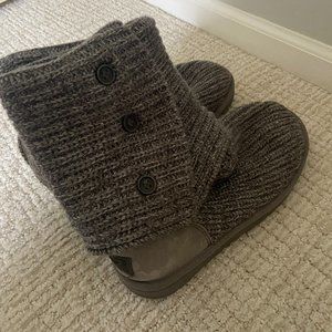Ugg Women's Gray Knit Fabric Classic Cardy Boots - US Size 7